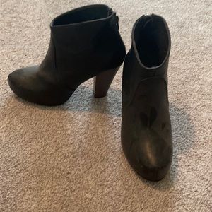 CANDIES bootie size 7 black with brown heel